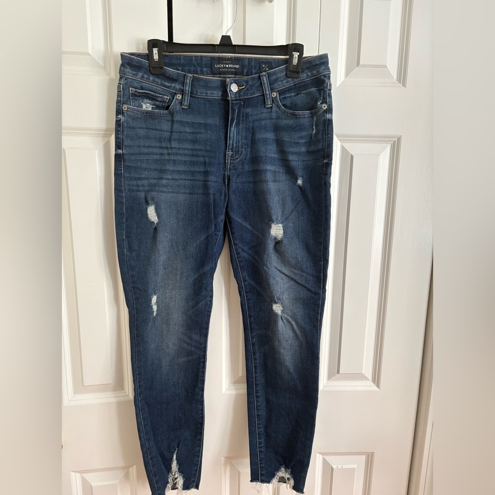 Lucky Brand Women's Dark Blue Distressed Lolita Super Skinny Jeans